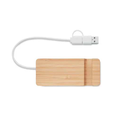 HUBSTAND Bambusz 4 portos USB hub Fa 