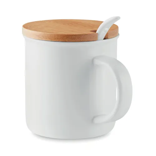 KENYA Porcelánbögre kanállal Fehér 