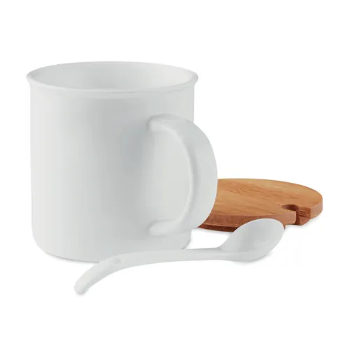 KENYA Porcelánbögre kanállal Fehér 