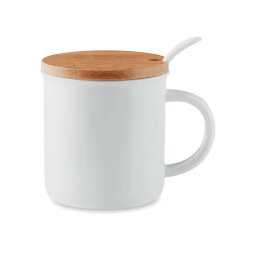 KENYA Porcelánbögre kanállal Fehér 