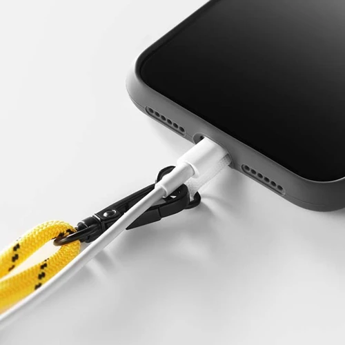 Keresztpántos, divatos 2 színű zsinóros RPET telefontartó  