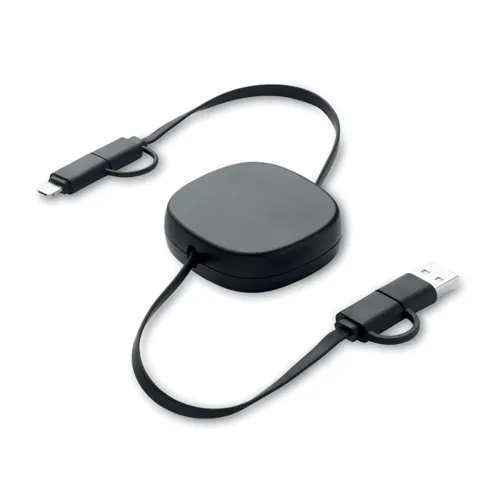 LINEA 60W visszahúzható töltőkábel Fekete 