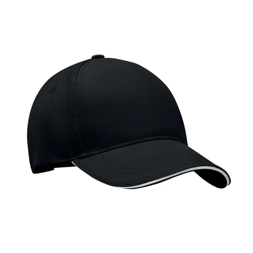 LONG BEACH SINGA 5 panel baseball sapka 260g/m² Fehér/fekete 