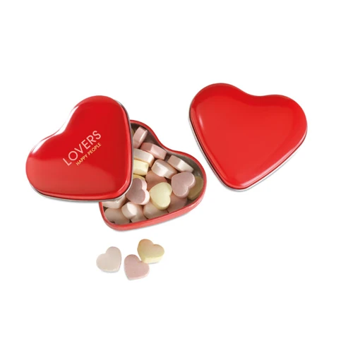 LOVEMINT Cukorka szív alakú tartóban Piros 