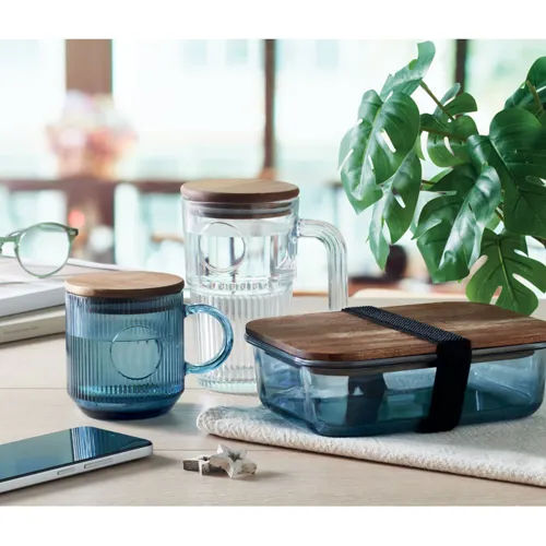 VITRIO MUG Bordázott üveg bögre 300 ml sötétkék 
