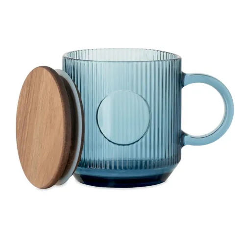 VITRIO MUG Bordázott üveg bögre 300 ml sötétkék 