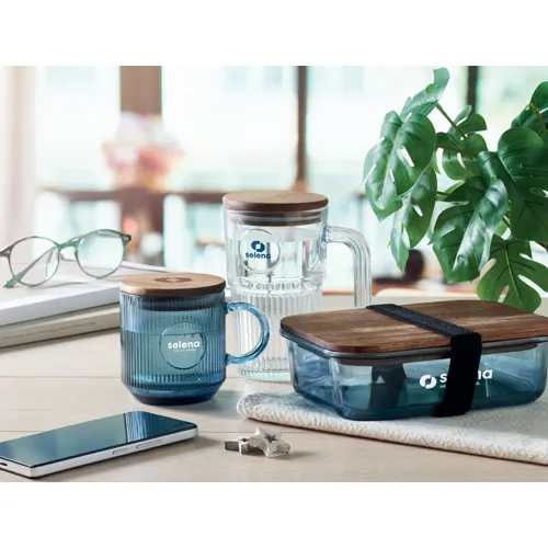 VITRIO MUG Bordázott üveg bögre 300 ml sötétkék 