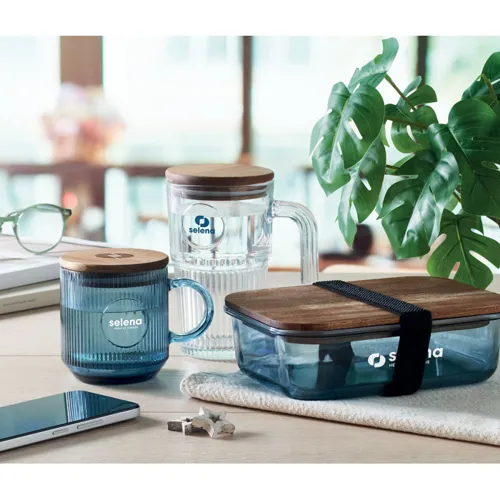 VITRIO MUG Bordázott üveg bögre 300 ml sötétkék 