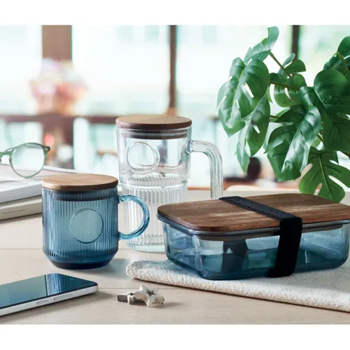 VITRIO MUG Bordázott üveg bögre 300 ml sötétkék 