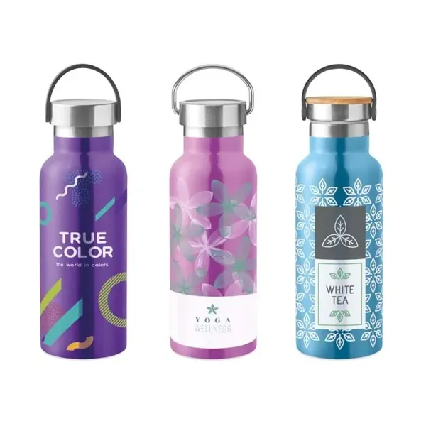 500 ml-es, egyedi Pantone színű, duplafalú rozsdamentes acél palack.  