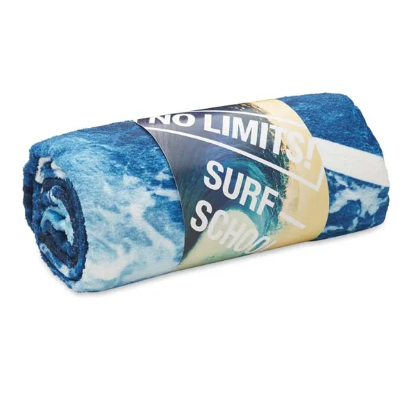 4C, 350 g/m² RPET-pamut strandtörölköző.  