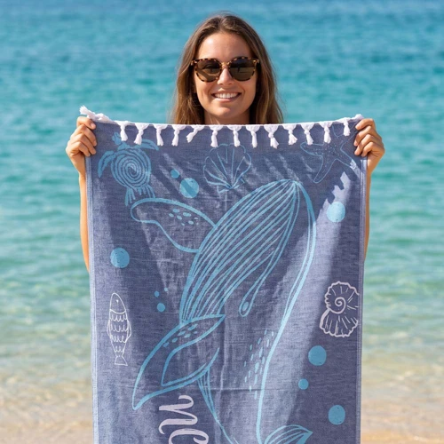 Pamut hammam törölköző az Ön jacquard szövésű logójával (170 g/m²).  