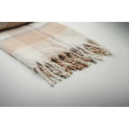 QUET Kockás mohair-PES takaró Bézs 