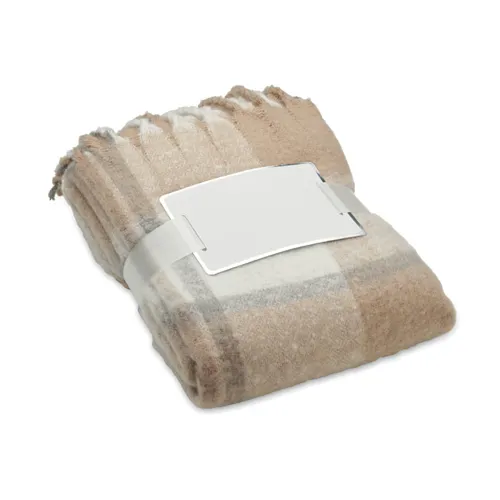 QUET Kockás mohair-PES takaró Bézs 