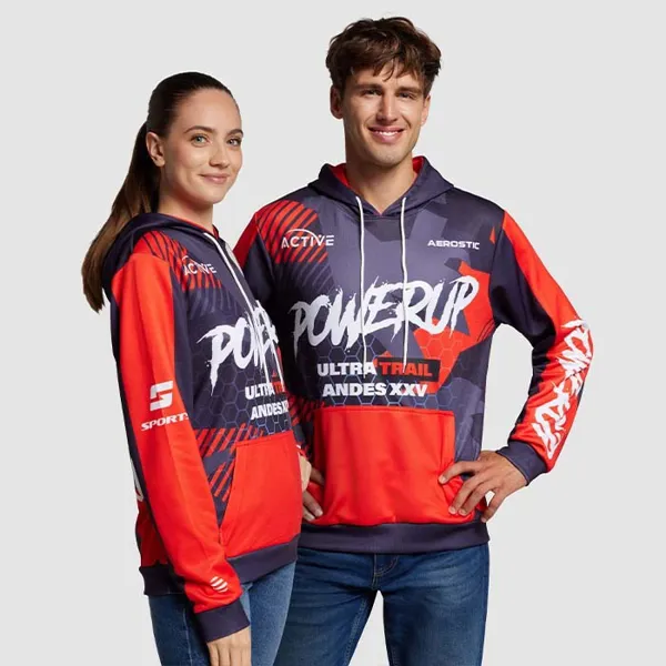 Szublimált, zsebes kapucnis pulóver 280 g/m²  