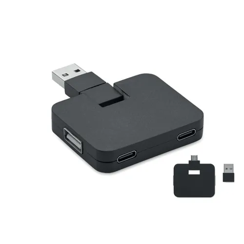 SQUARE-C 4 portos USB hub Fekete 