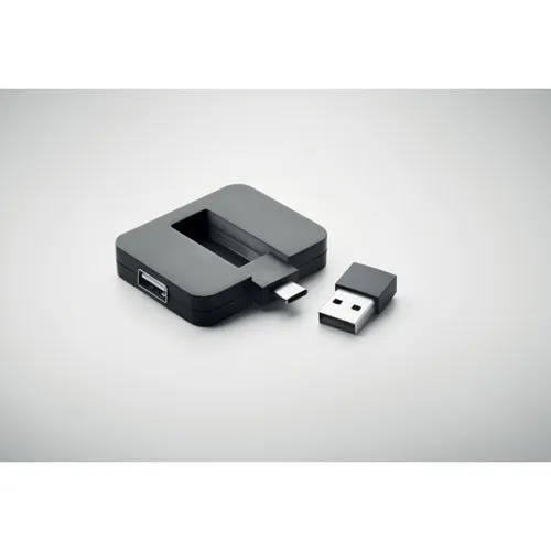 SQUARE-C 4 portos USB hub Fekete 