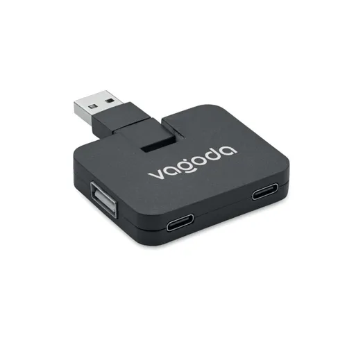 SQUARE-C 4 portos USB hub Fekete 