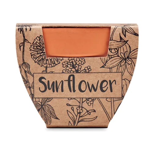 SUNFLOWER Terrakotta ültető, napraforgó Barna 