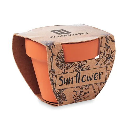 SUNFLOWER Terrakotta ültető, napraforgó Barna 