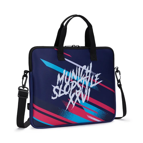 Szublimált, cipzáras neoprén laptop tok hátsó zsebbel.  
