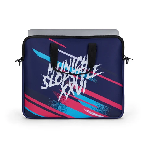 Szublimált, cipzáras neoprén laptop tok hátsó zsebbel.  