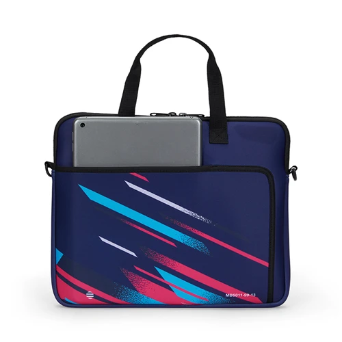 Szublimált, cipzáras neoprén laptop tok hátsó zsebbel.  