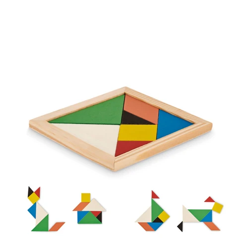 TANGRAM Tangram kirakó játék fából Fa 