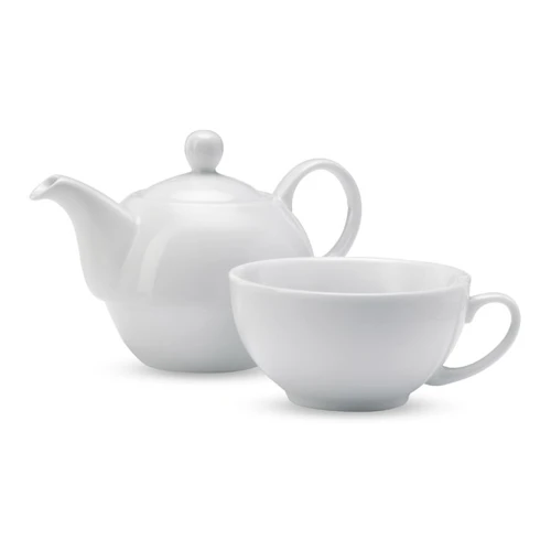 TEA TIME Teáskanna csészével, 400 ml Fehér 