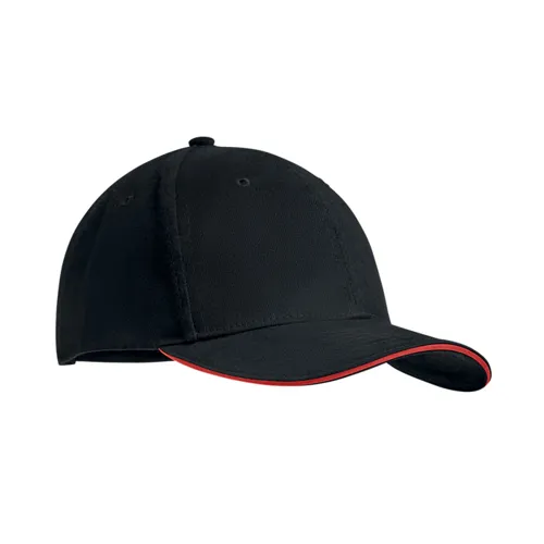 TEKAPO 6 panel baseball sapka 270g/m² Fekete/piros 