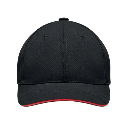 TEKAPO 6 panel baseball sapka 270g/m² Fekete/piros 