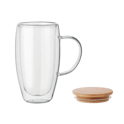 TEROL Dupla falú üvegbögre 450ml Atlatszo 