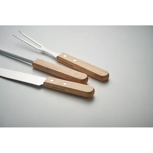 TOOLDERA Rozsdament. acél grilleszközök Fa 