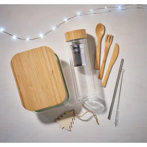 TUNDRA LUNCHBOX Üveg/bambusz uzsonnás doboz Áttetsző 