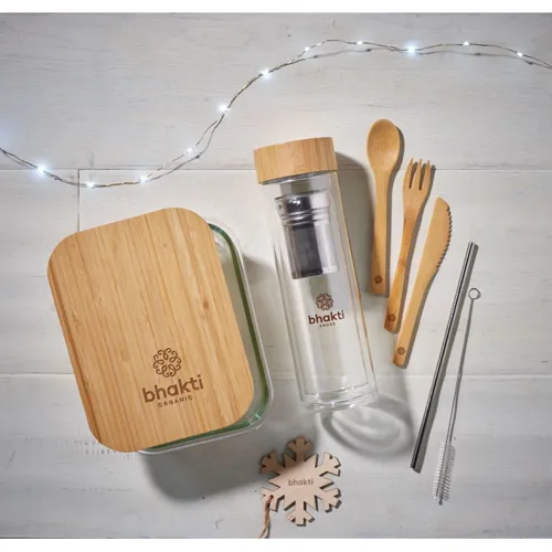 TUNDRA LUNCHBOX Üveg/bambusz uzsonnás doboz Áttetsző 