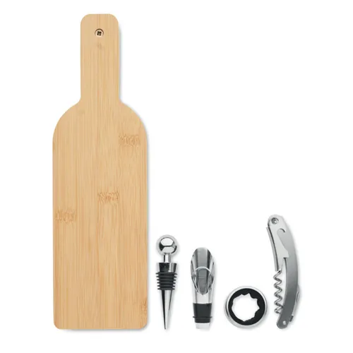 VINOVAULT SET Palack alakú boros készlet Fa 