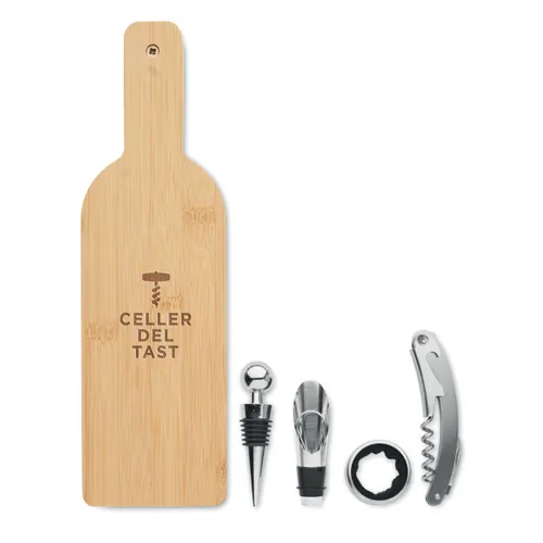 VINOVAULT SET Palack alakú boros készlet Fa 