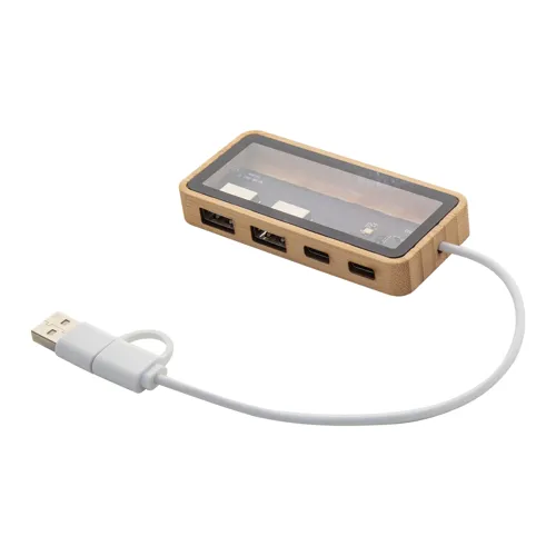 Átlátszó USB hub SeeHub Barna 