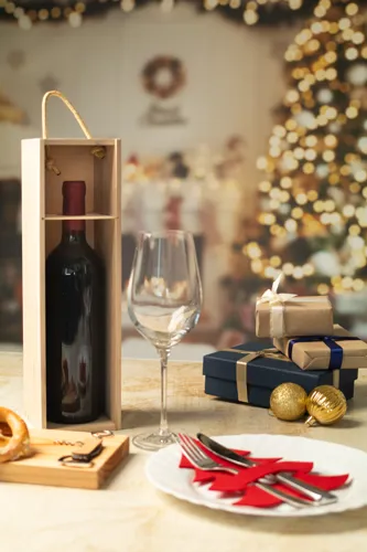 Egyedi boros ajándékdoboz VinoBox Barna 