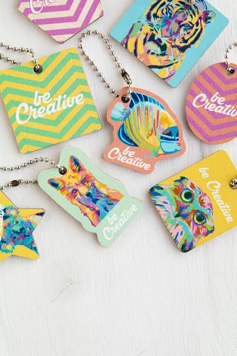 Egyediesíthető kulcstartó CreaFob Wood Barna 