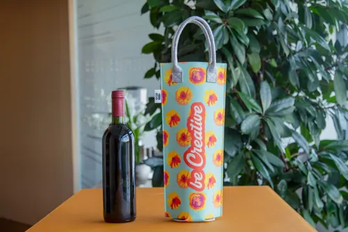 Egyediesíthető RPET boros ajándéktáska CreaFelt Vino Fehér 