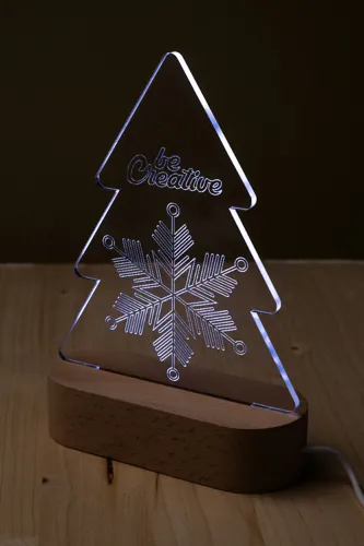 Karácsonyfa alakú LED-es trófea Woodify Xmas Fehér 