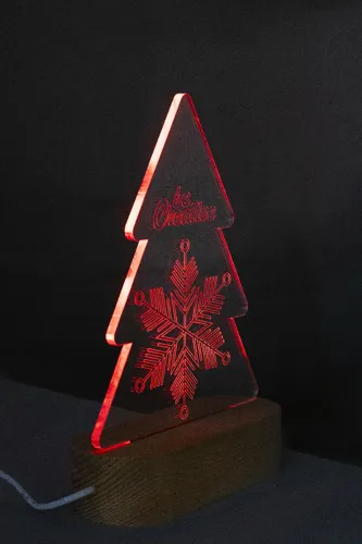 Karácsonyfa alakú LED-es trófea Woodify Xmas Fehér 