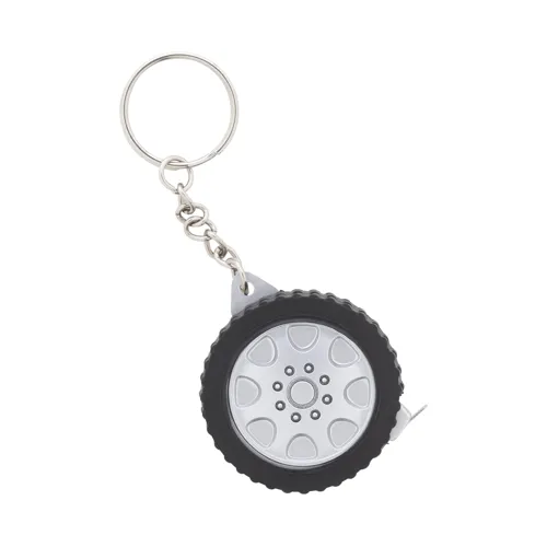 Kulcstartó mérőszalaggal Wheel Fekete 