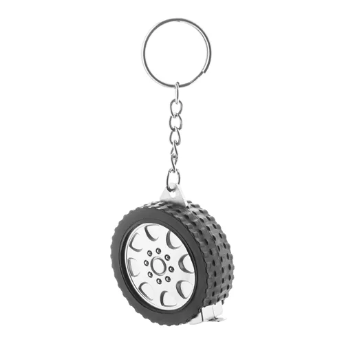 Kulcstartó mérőszalaggal Wheel Fekete 