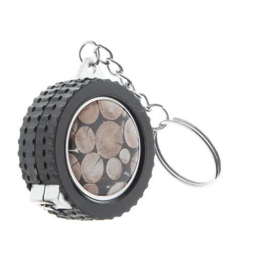 Kulcstartó mérőszalaggal Wheel Fekete 