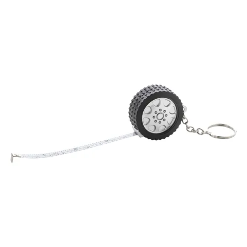 Kulcstartó mérőszalaggal Wheel Fekete 