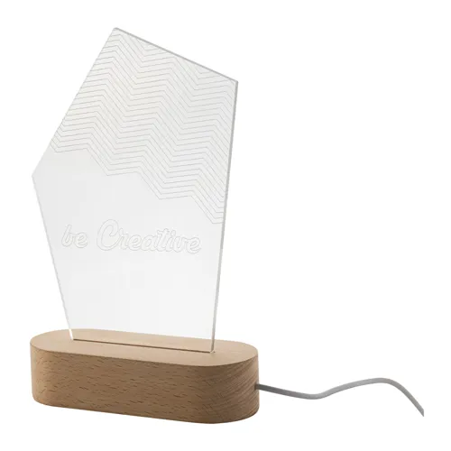 LED-es trófea, ötszög Woodify Fehér 