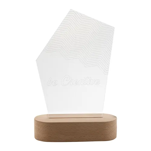 LED-es trófea, ötszög Woodify Fehér 