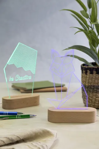 LED-es trófea, ötszög Woodify Fehér 